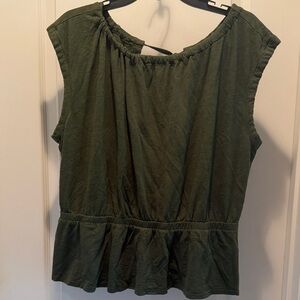 Banana Republic Olive Green Ruffle Hem Blouse